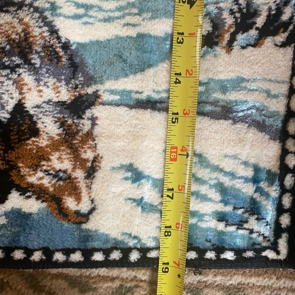 Vintage Velvet Tapestry Dog Sled Team Musher Winter Sunset Wall Hanging 38x19